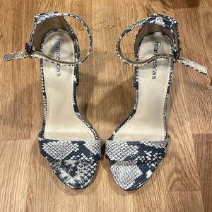 Chunky snakeskin heels